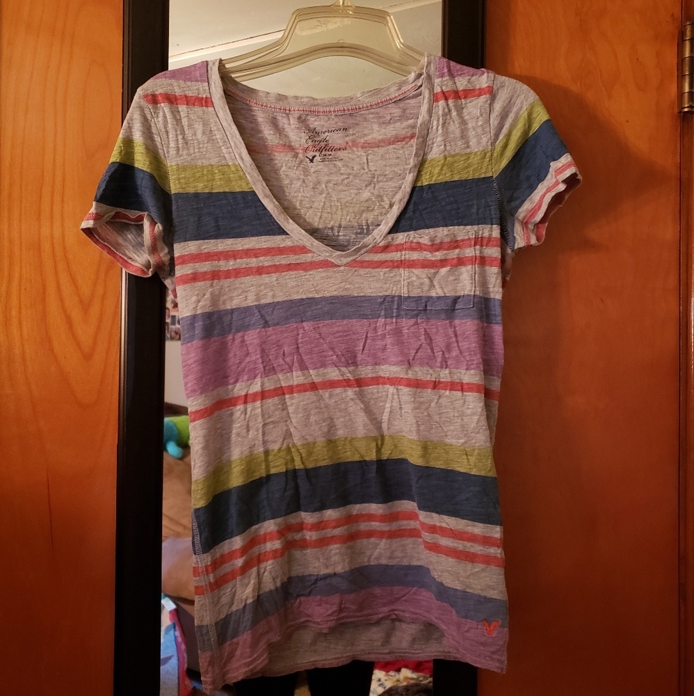 Striped v-neck